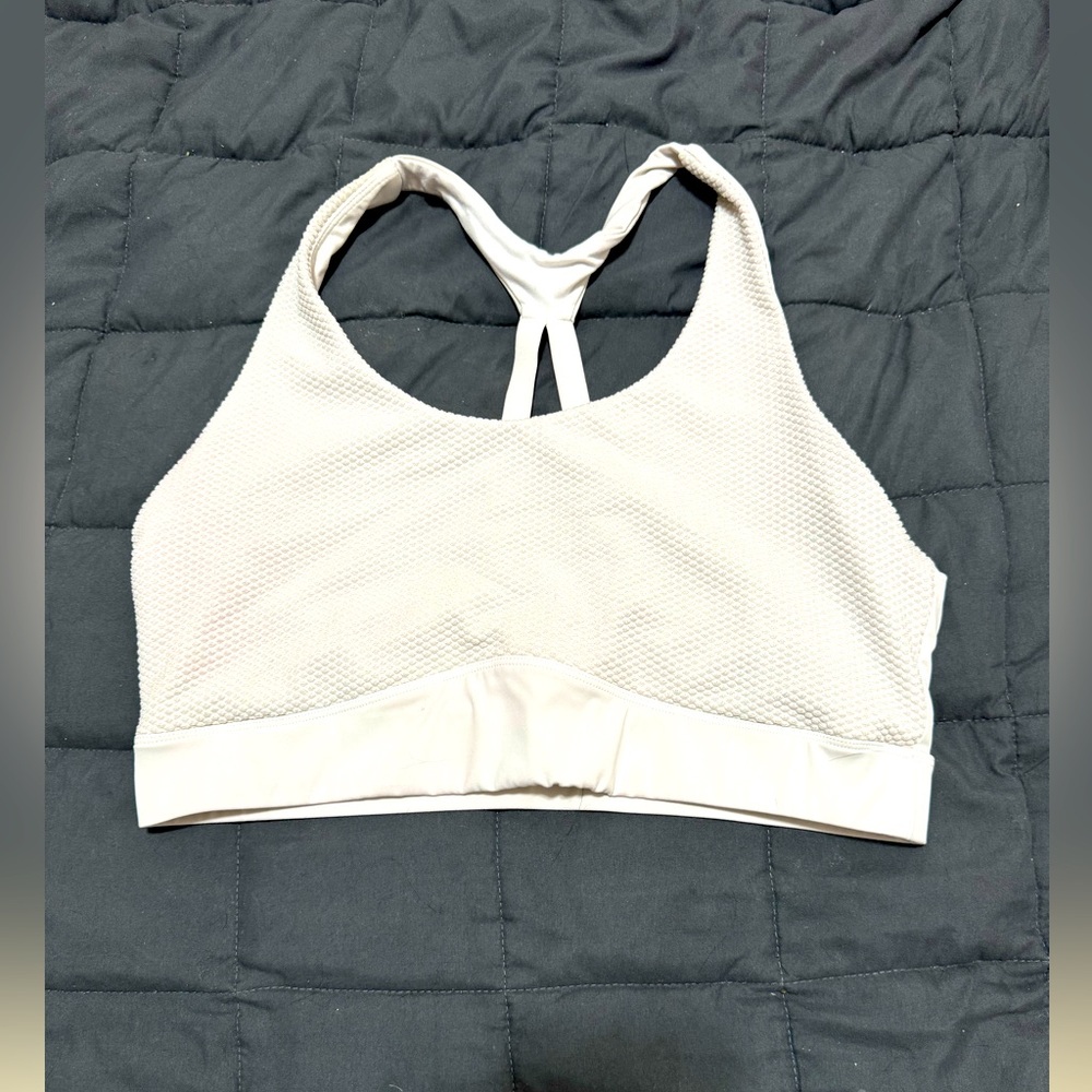 Zyia Active Shia White Racerback Mesh Detailing Sports Bra - Size Large